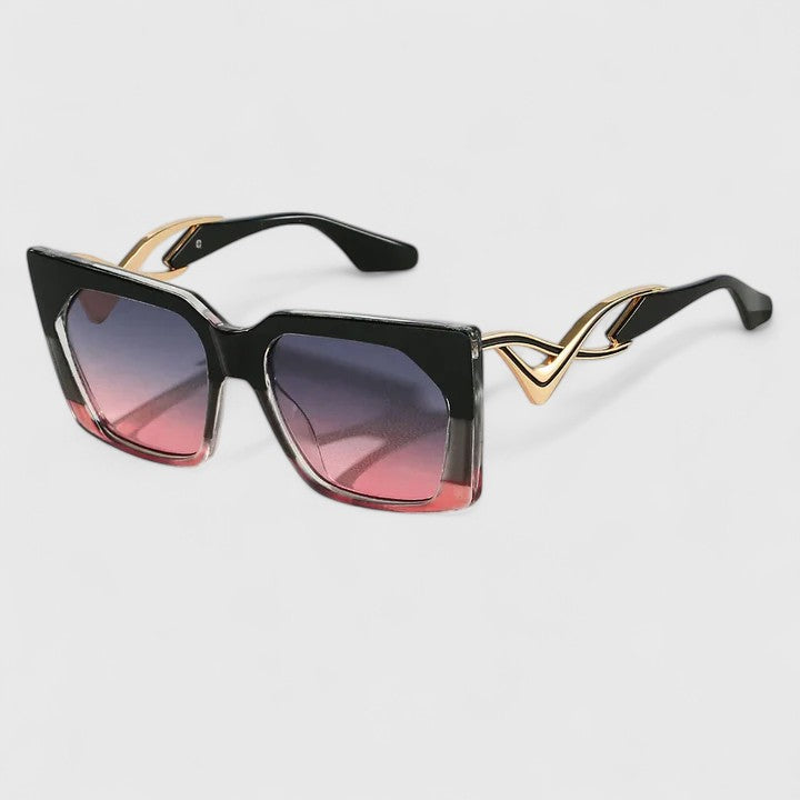 Women's Oversized Sunglasses with Gold Accent Temples