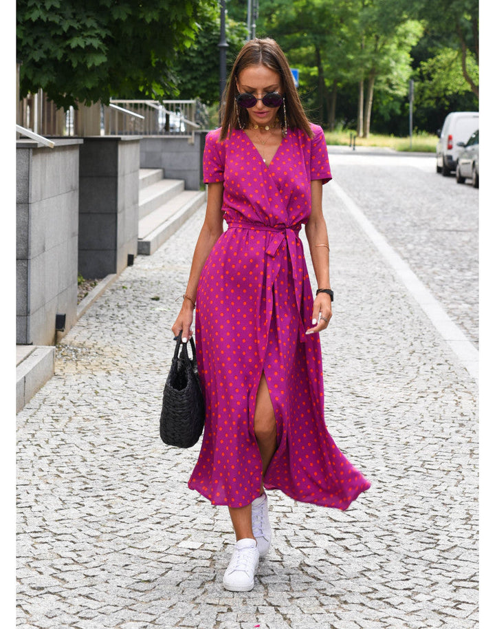 Floral V-Neck Maxi Dress for Women - Elegant Flowing Style