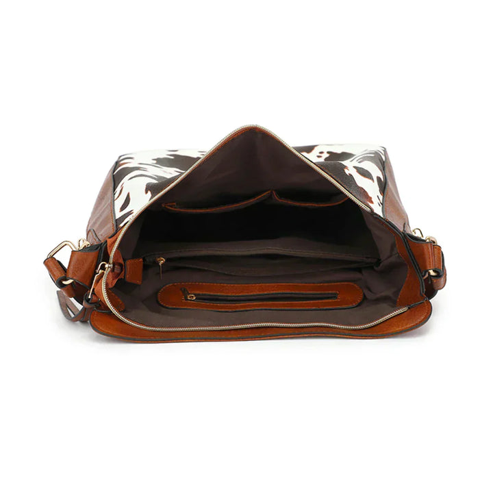 Leather Tote Bag with Matching Wristlet - Animal Print Handbag Set