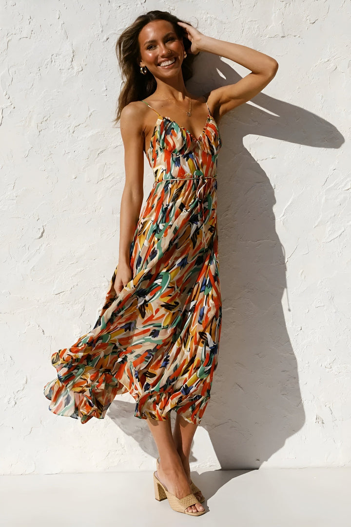 Patterned Spring Dress for Women - Elegant Floral Print Dress