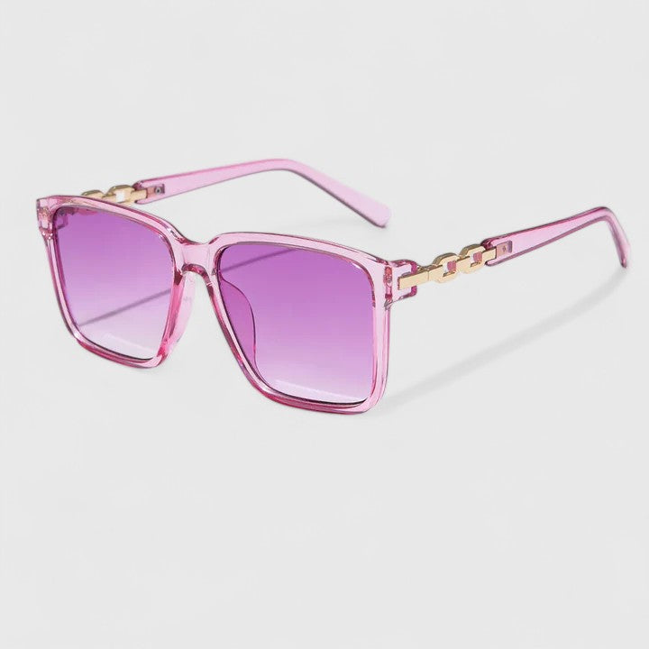 Square Sunglasses for Women with Gold Chain Arms - UV Protection