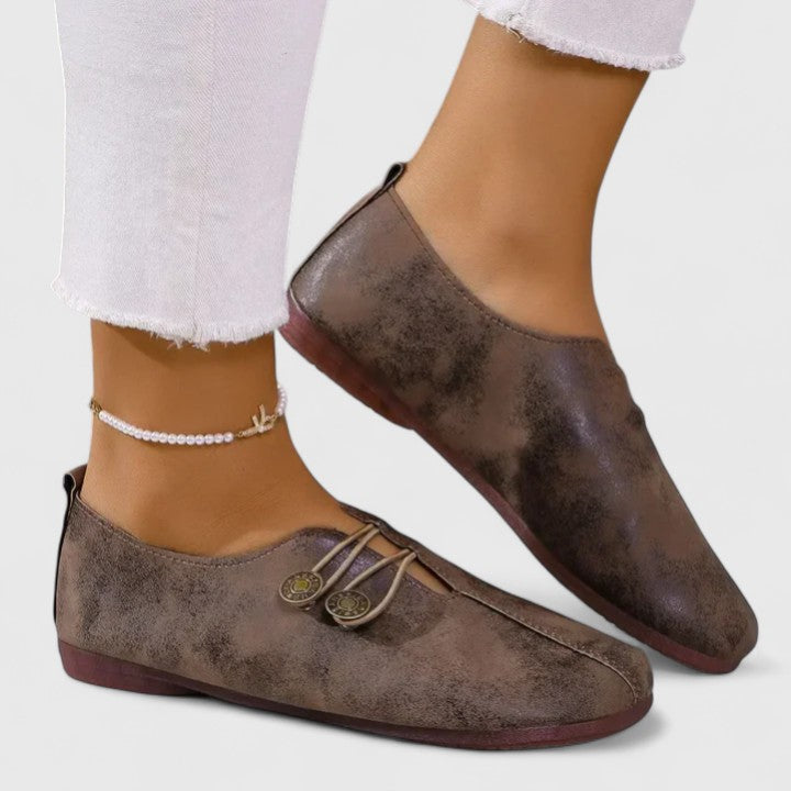Women's Leather Loafers - Comfortable Slip On Flats