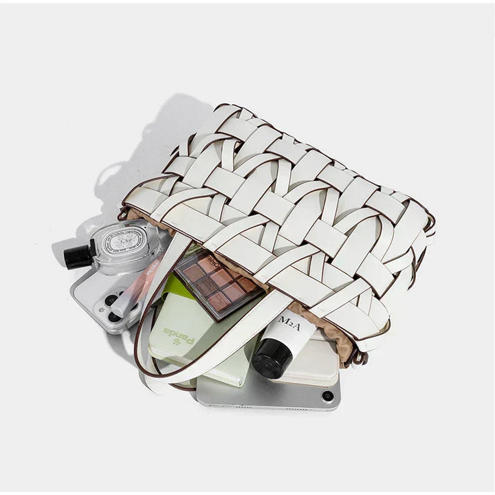 Handwoven Leather Handbag with Crossbody Strap for Women