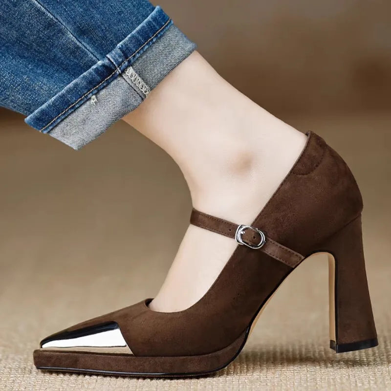 Mary Jane Pumps with Ankle Strap for Women