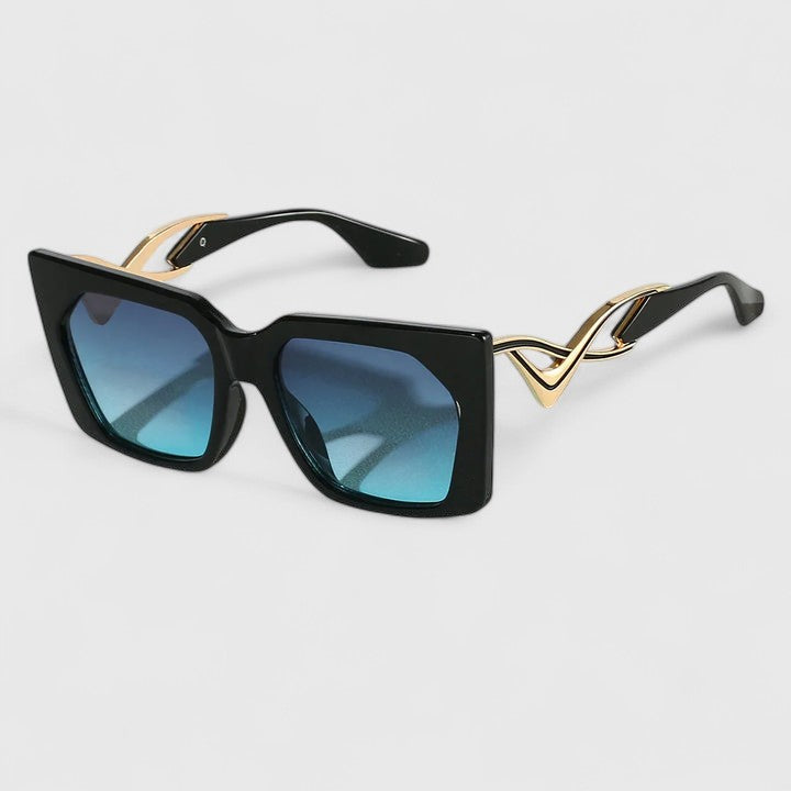 Women's Oversized Sunglasses with Gold Accent Temples