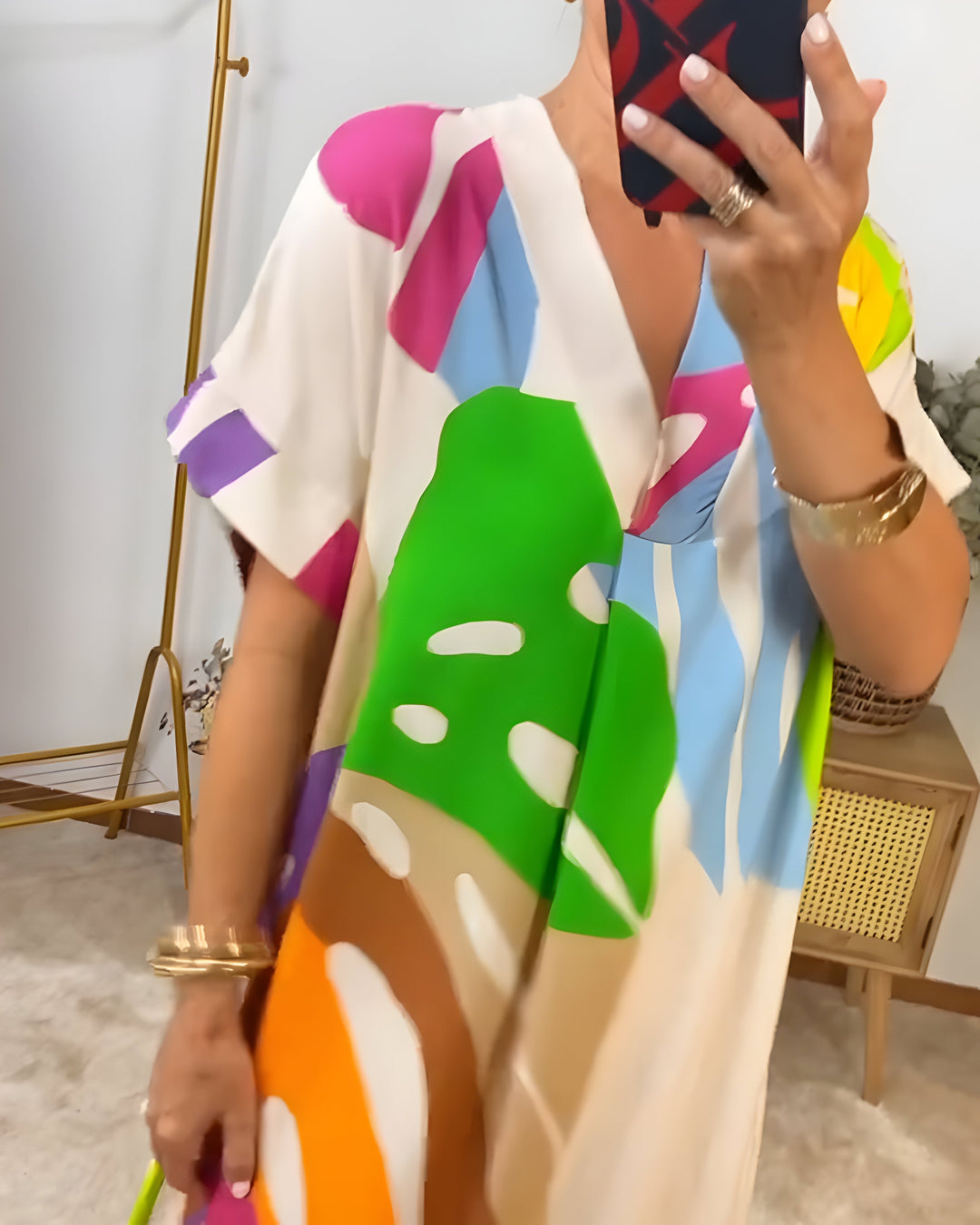 Abstract Print Dress for Women | Versatile Midi Dress