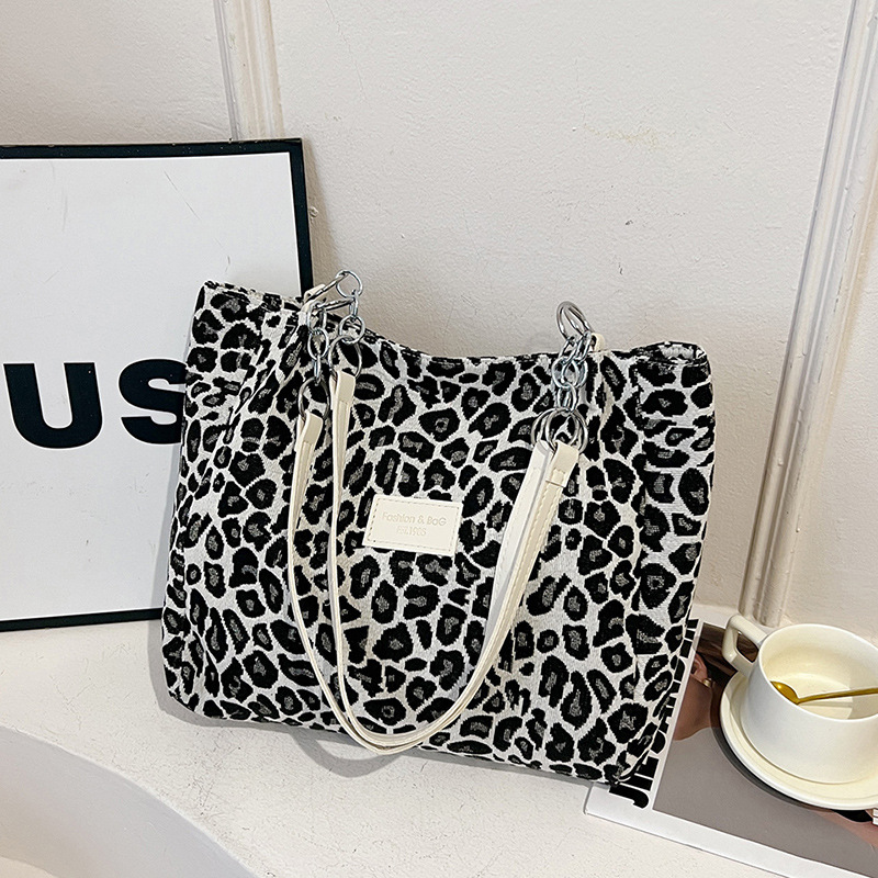 Leopard Print Tote Bag With Chain Straps For Women