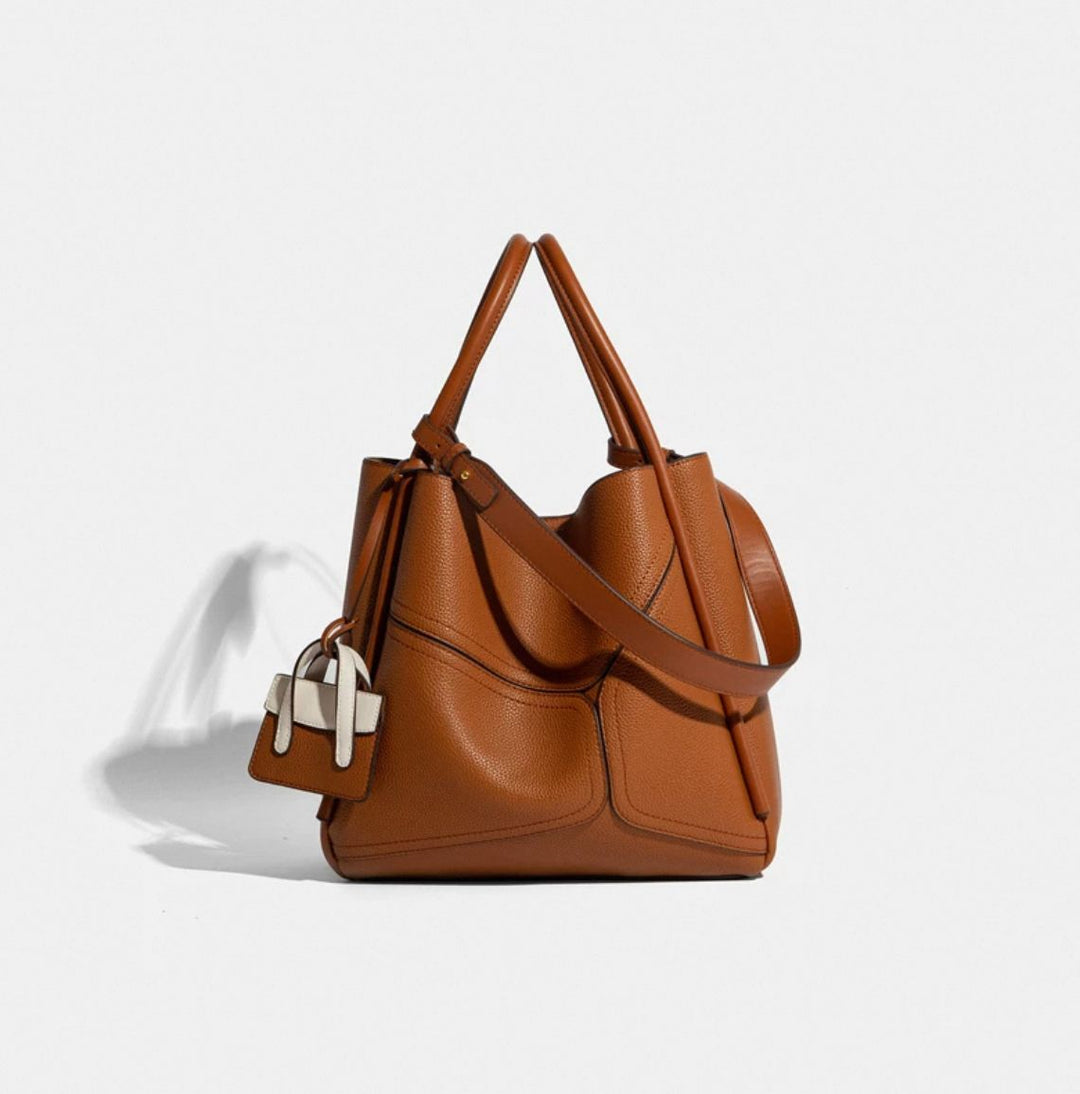 Brown Leather Tote Bag | Genuine Cowhide Leather Handbag