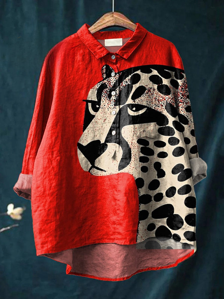 Cheetah Print Blouse for Women - Bold Animal Print Shirt