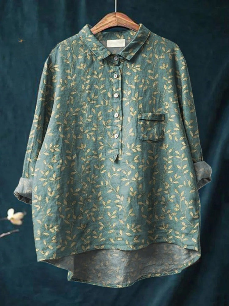 Floral Embroidered Button Down Shirt for Women