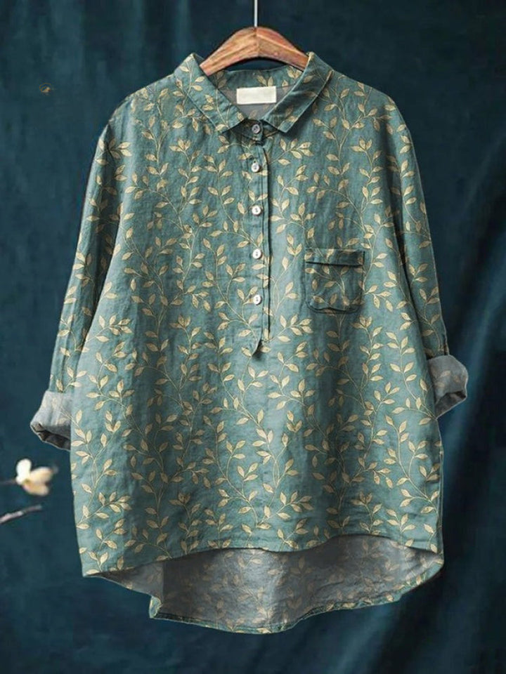 Floral Embroidered Button Down Shirt for Women