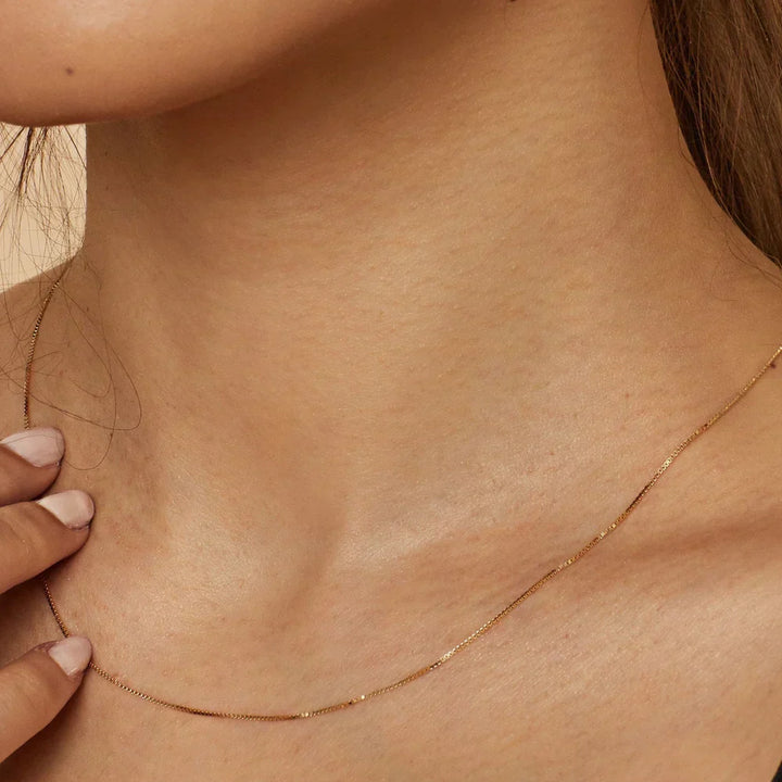 Bodega Box Necklace in White Gold - Modern Minimalist Pendant