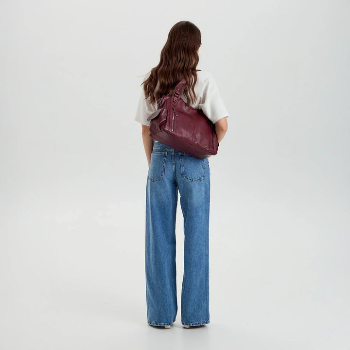 Vegan Leather Crossbody Bag - Structured Tote with Laptop Compartment