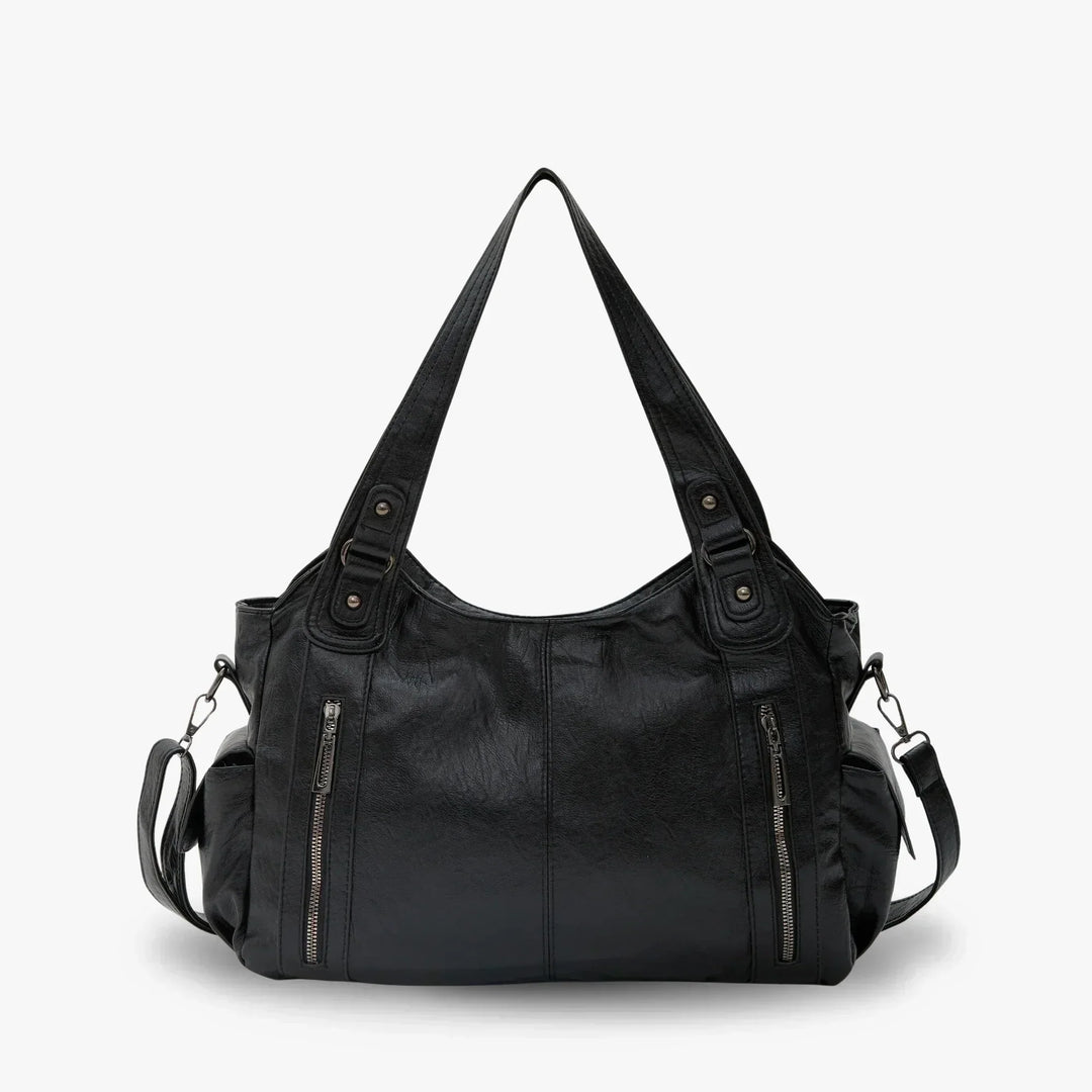 Vegan Leather Crossbody Bag - Structured Tote with Laptop Compartment