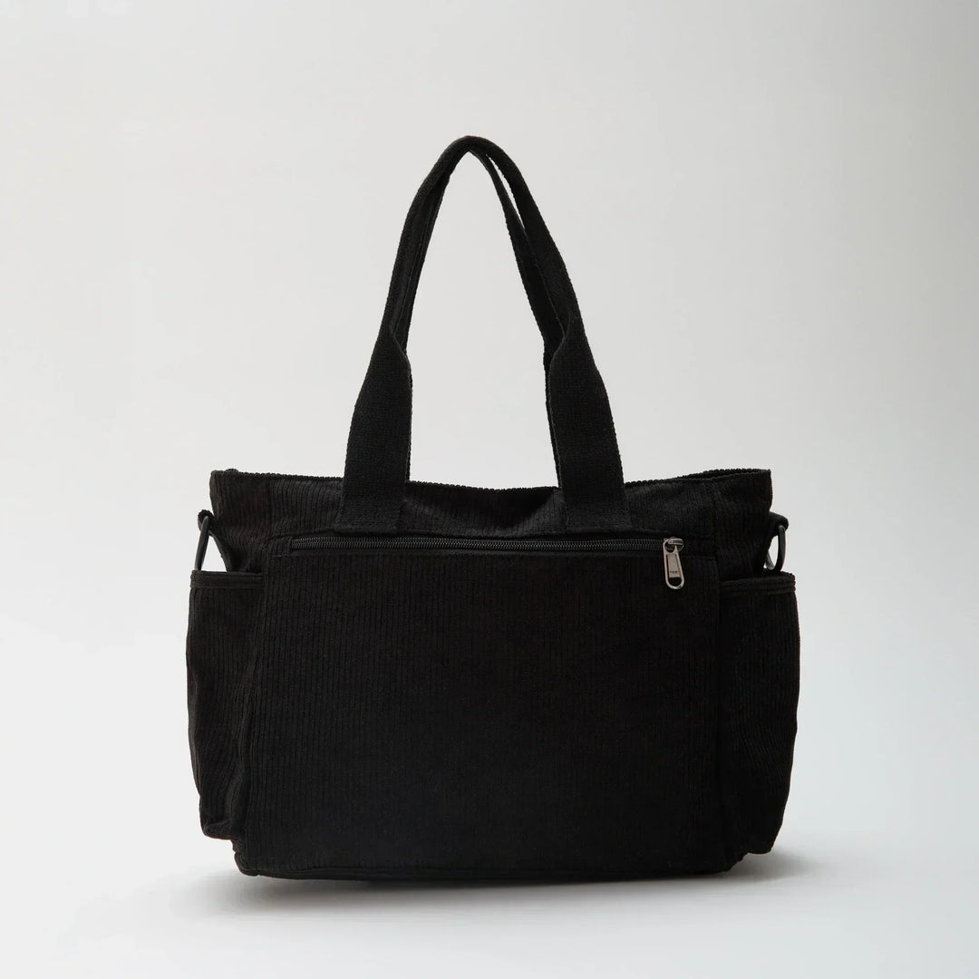 Corduroy Crossbody Bag with Adjustable Strap and Multiple Pockets