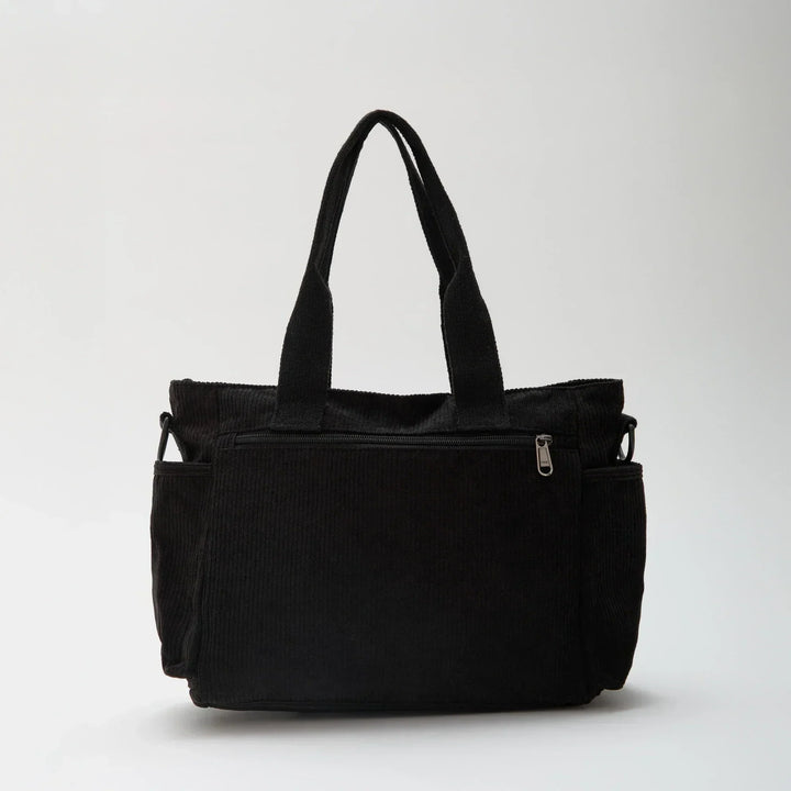 Corduroy Crossbody Bag with Adjustable Strap and Multiple Pockets