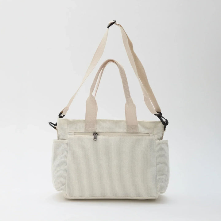 Corduroy Crossbody Bag with Adjustable Strap and Multiple Pockets