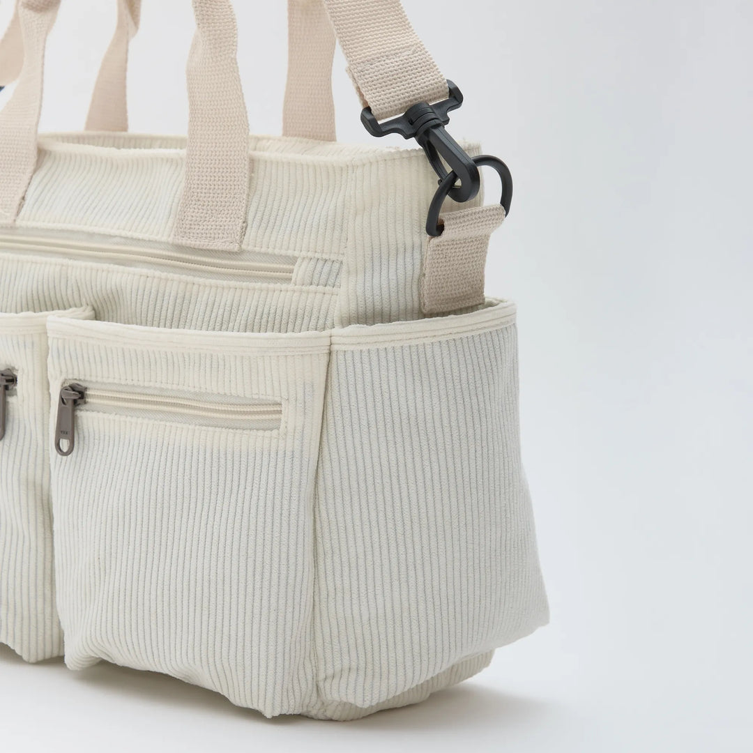 Corduroy Crossbody Bag with Adjustable Strap and Multiple Pockets