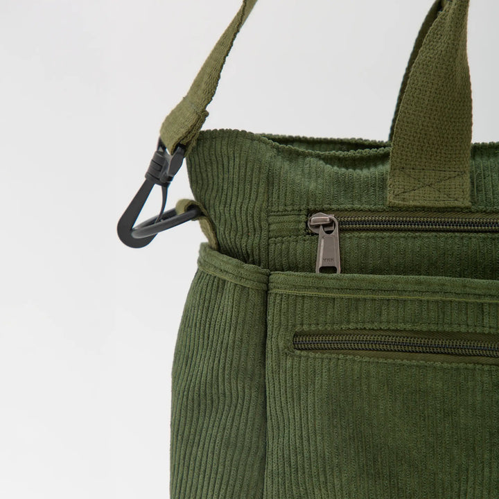 Corduroy Crossbody Bag with Adjustable Strap and Multiple Pockets