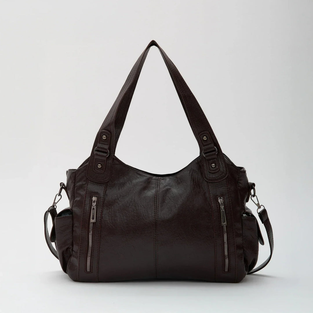 Vegan Leather Crossbody Bag - Structured Tote with Laptop Compartment