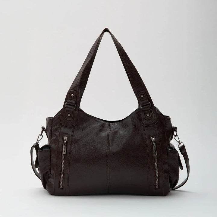 Vegan Leather Crossbody Bag - Structured Tote with Laptop Compartment
