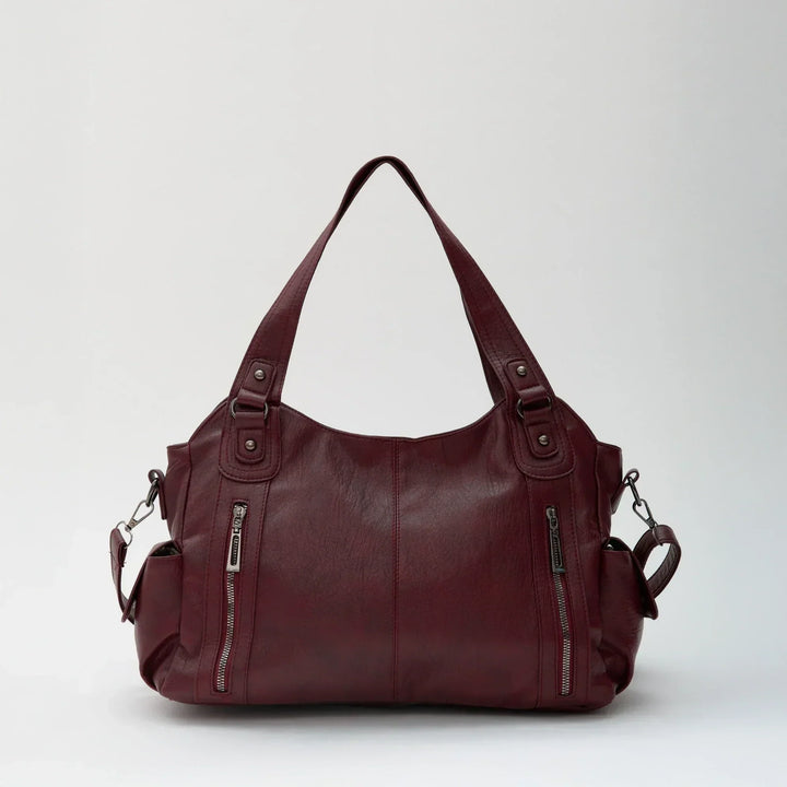 Vegan Leather Crossbody Bag - Structured Tote with Laptop Compartment