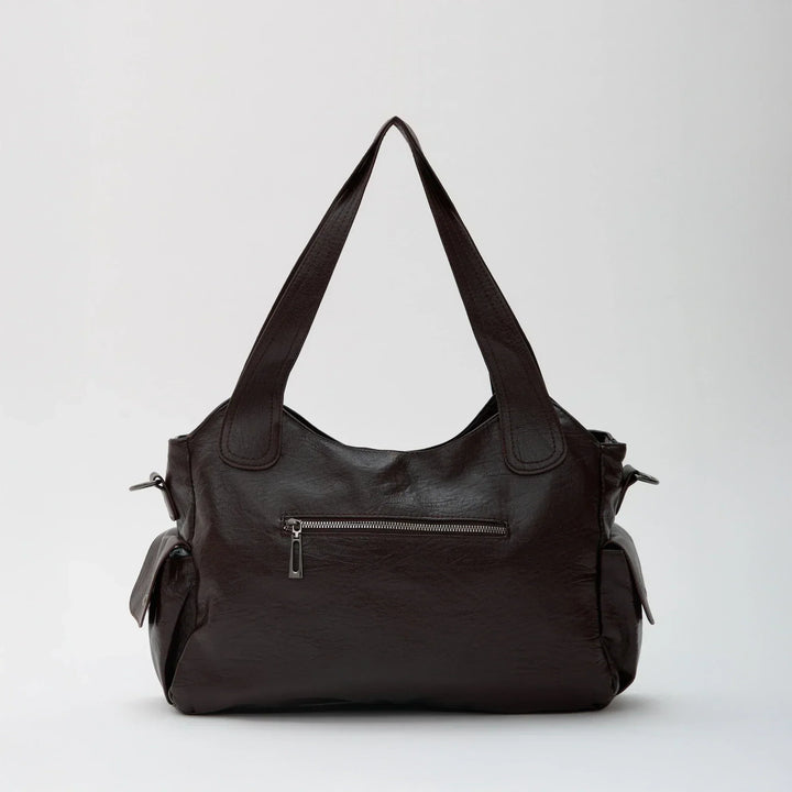 Vegan Leather Crossbody Bag - Structured Tote with Laptop Compartment