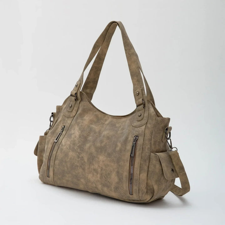 Vegan Leather Crossbody Bag - Structured Tote with Laptop Compartment
