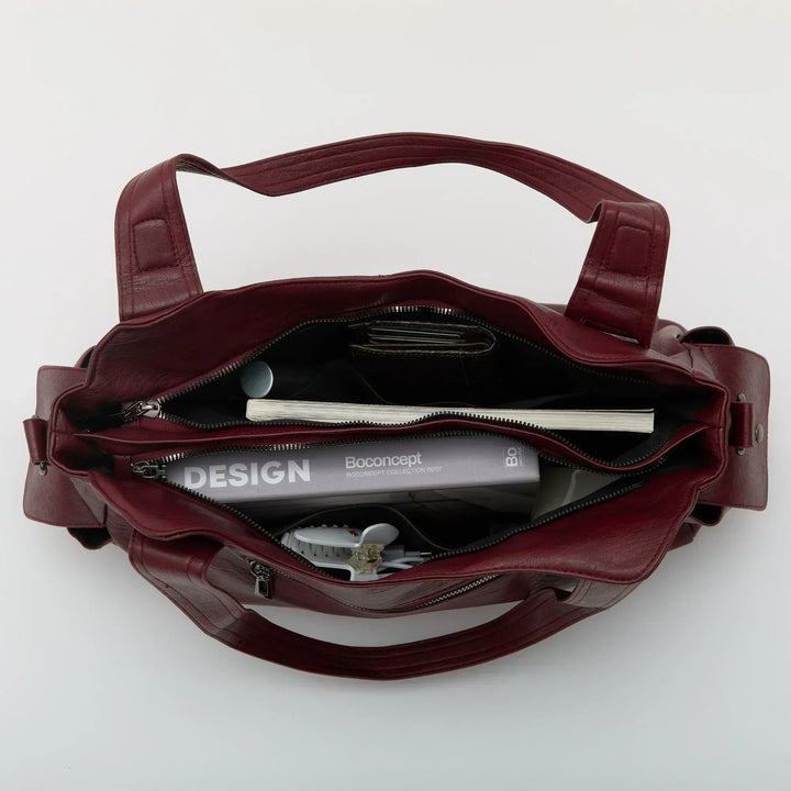 Vegan Leather Crossbody Bag - Structured Tote with Laptop Compartment
