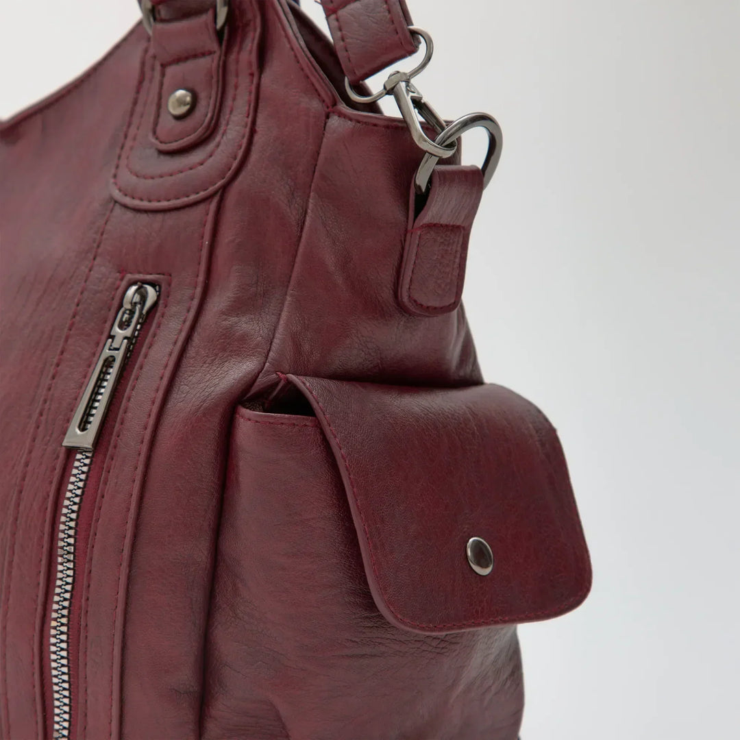 Vegan Leather Crossbody Bag - Structured Tote with Laptop Compartment