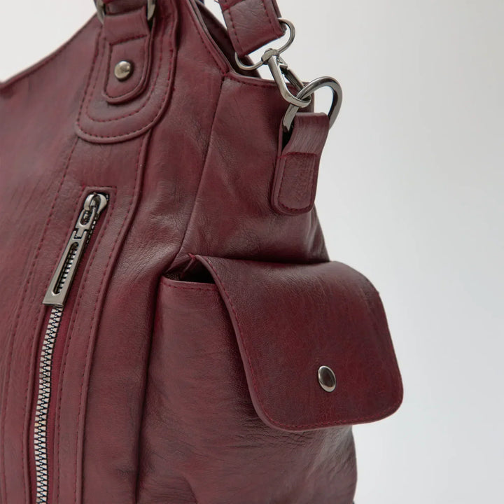 Vegan Leather Crossbody Bag - Structured Tote with Laptop Compartment