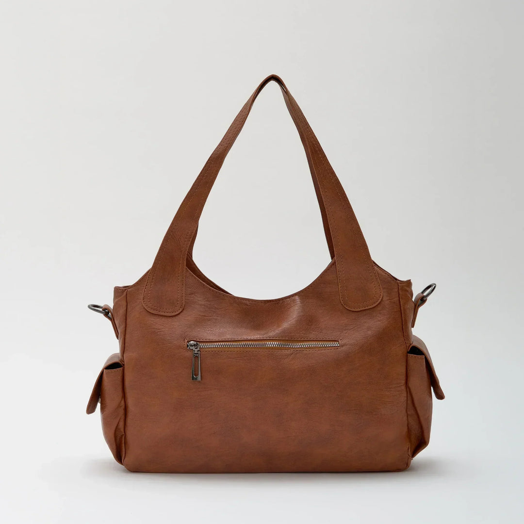 Vegan Leather Crossbody Bag - Structured Tote with Laptop Compartment