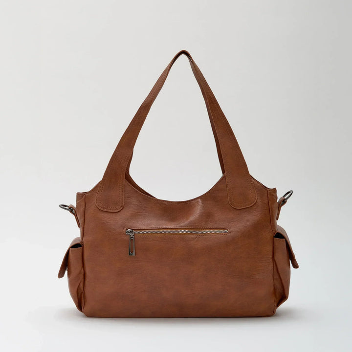 Vegan Leather Crossbody Bag - Structured Tote with Laptop Compartment