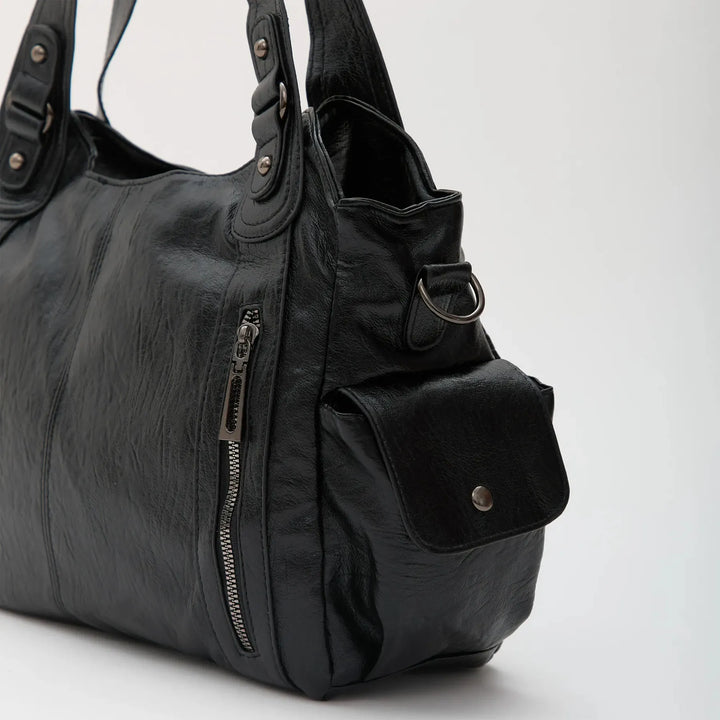 Vegan Leather Crossbody Bag - Structured Tote with Laptop Compartment