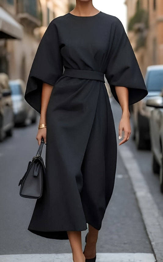Minimalist Belted Dress for Women - Timeless Luxe Silhouette