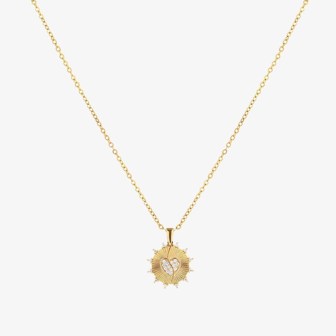 Gold Pendant Necklace | Sunray Love Charm Delicate Chain