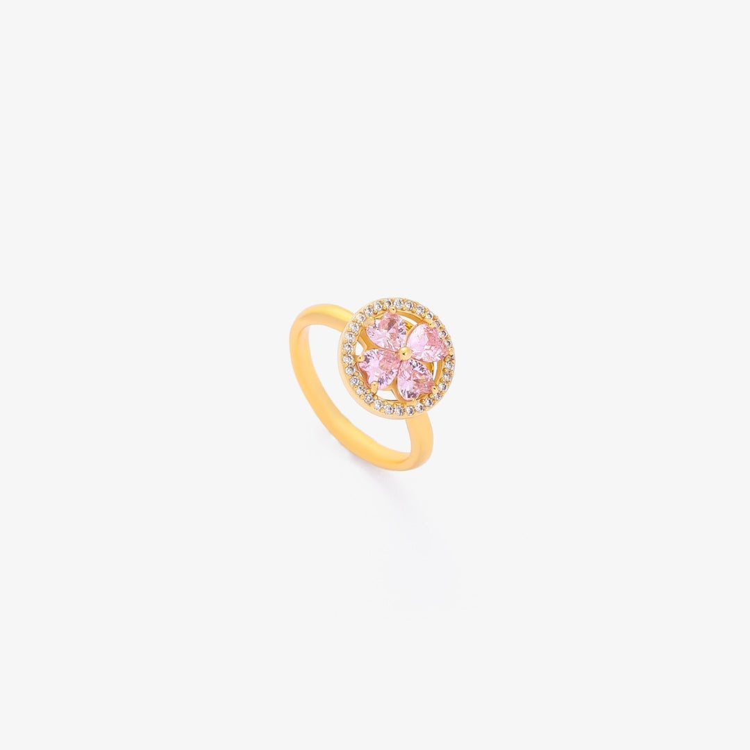 Spinning Ring Gold with Pink Heart Bloom Design | Anxiety Ring