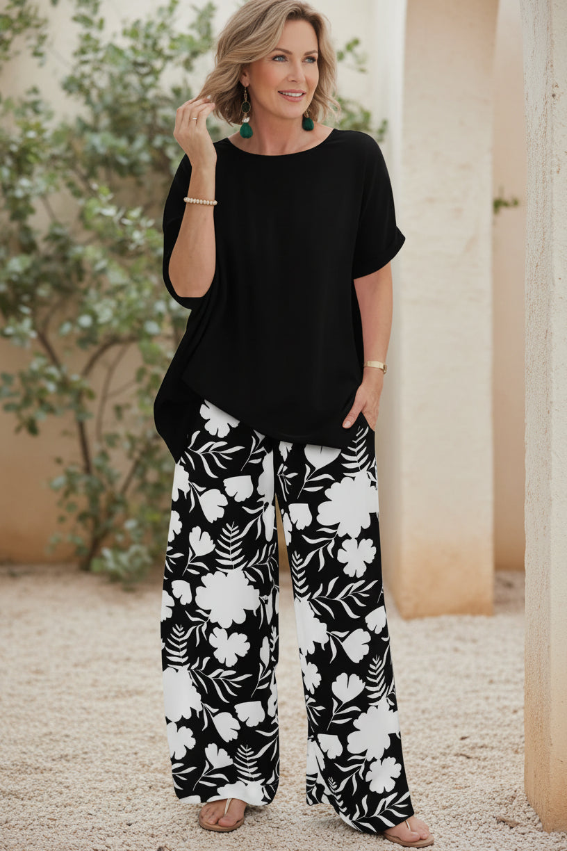 Two Piece Summer Set - Floral Print Matching Outfit