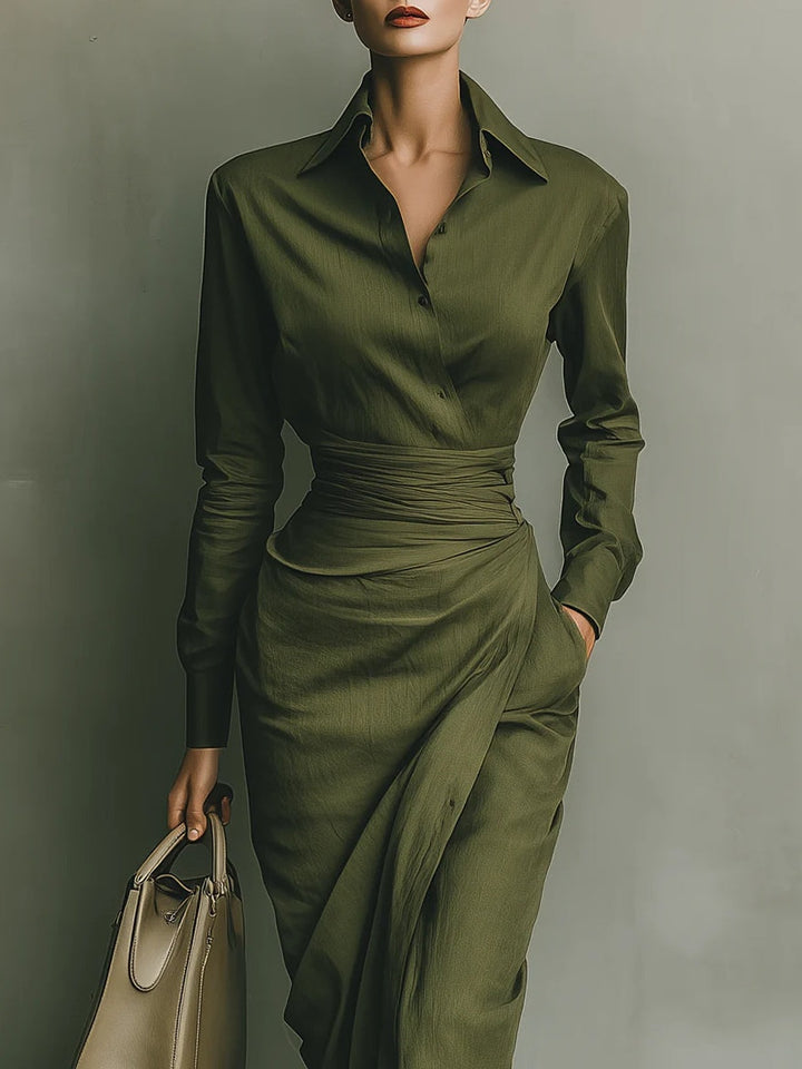 Fitted Maxi Dress - Elegant Long Sleeve Evening Dress