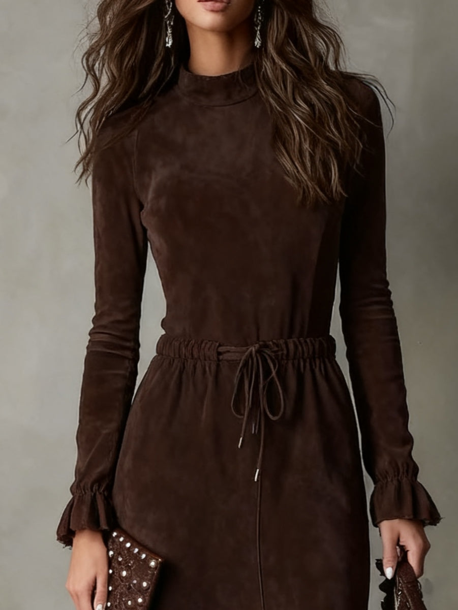 Elegant Suede Midi Dress for Women | Timeless Bohemian Style