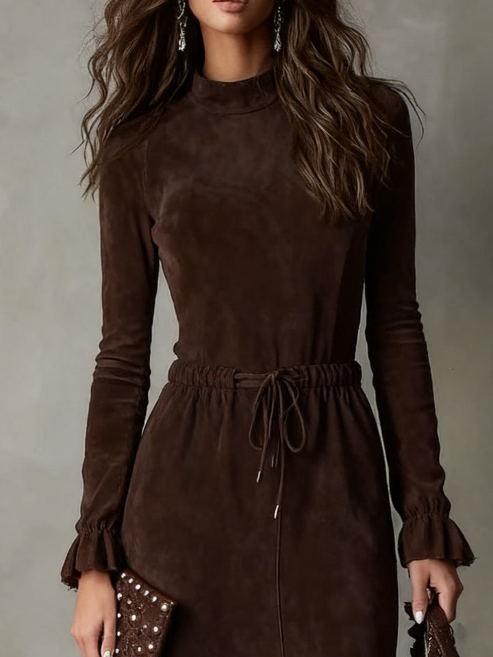 Elegant Suede Midi Dress for Women | Timeless Bohemian Style