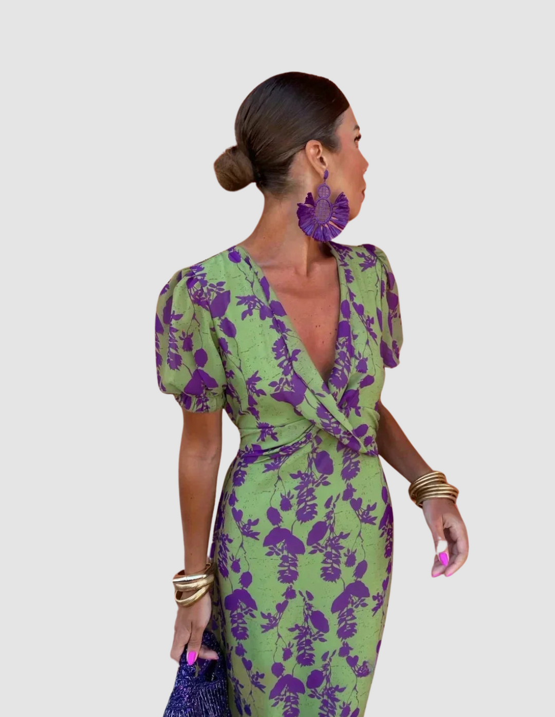 Summer Midi Dress with Flutter Sleeves for Women