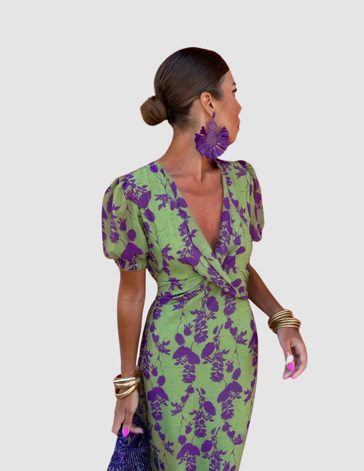 Summer Midi Dress with Flutter Sleeves for Women
