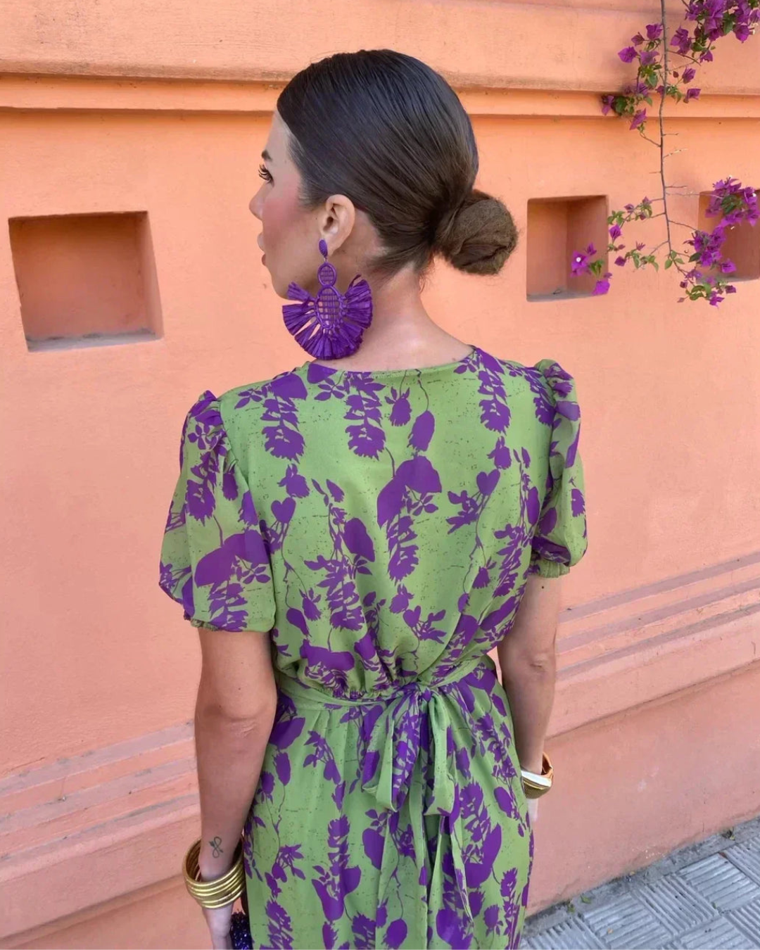Summer Midi Dress with Flutter Sleeves for Women
