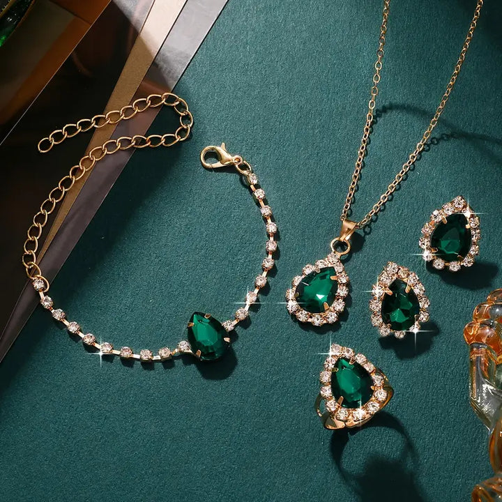 Gold Jewelry Set - Elegant Necklace and Earring Set for Women