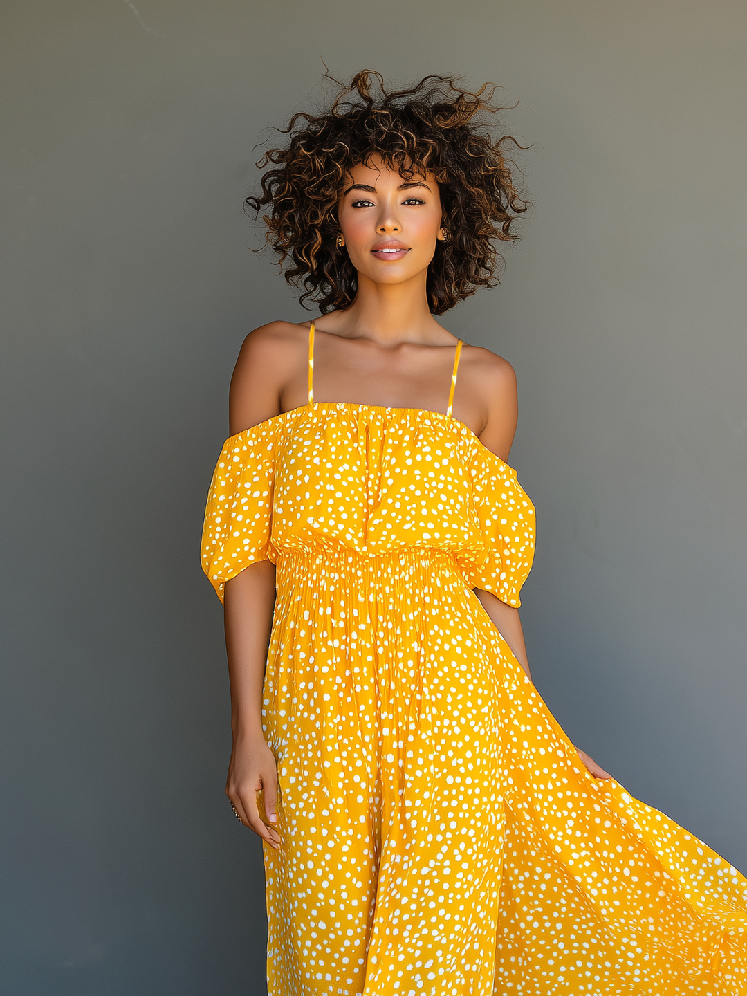 Yellow Chiffon Maxi Dress with Sleeves - Flowy Summer Dress
