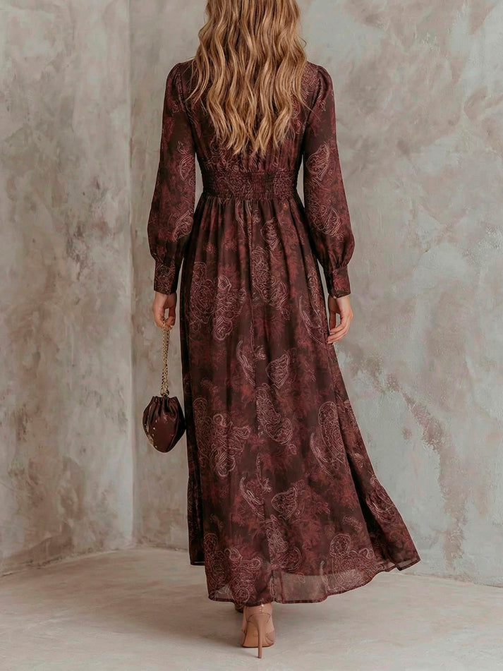 Vintage Maxi Dress with Artistic Print