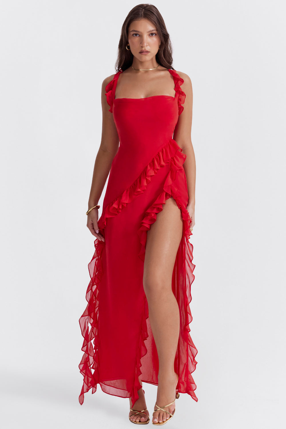 Summer Maxi Dress with Slit - Elegant Fitted Silhouette