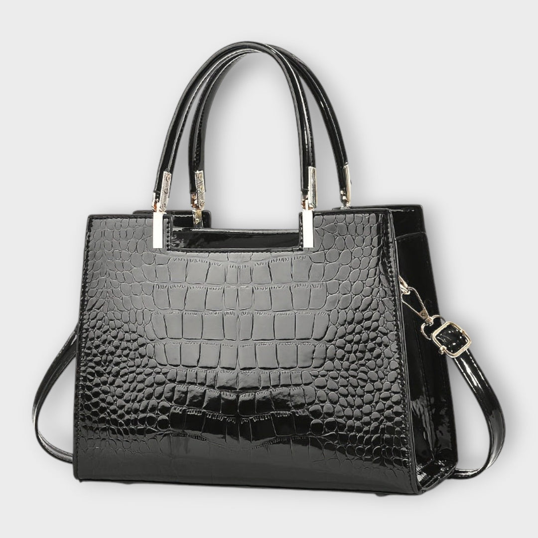 Crocodile Embossed Leather Handbag for Work and Everyday