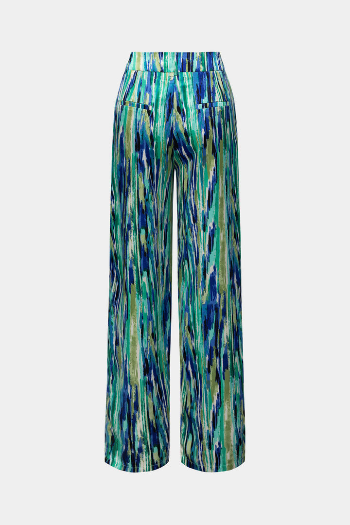 Straight Leg Trousers with Marble Print High Waisted